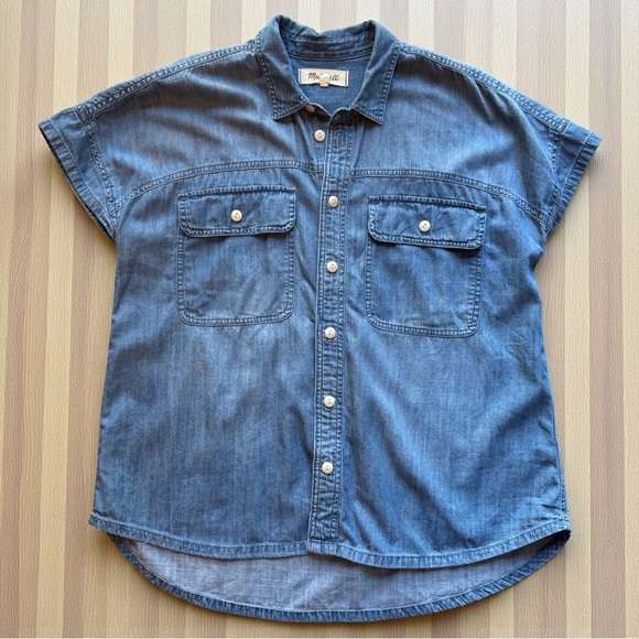 Madewell Chambray Denim Short Sleeve Button-Up Shirt - Size Small - Picture 5 of 10